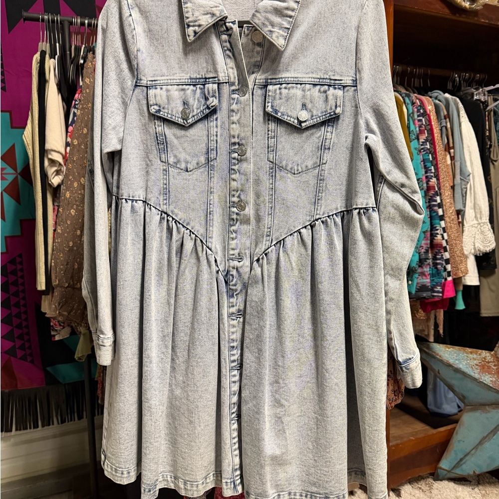 Casual Light Blue Denim Dress